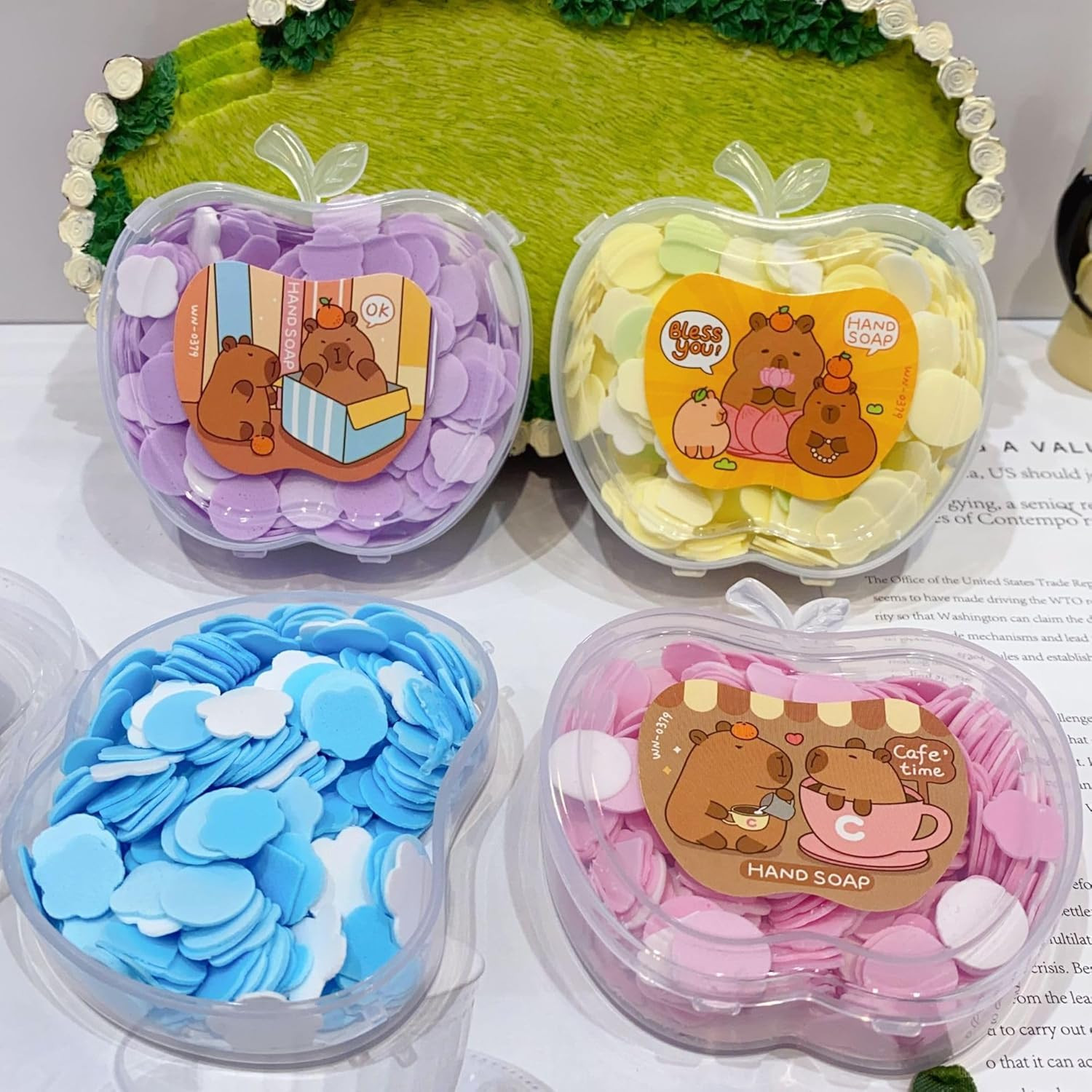 Smart Sphere Mini Travel Paper Soap – Cute Apple Design, 100% Dissolvable Soap Flakes for Kids & Travel